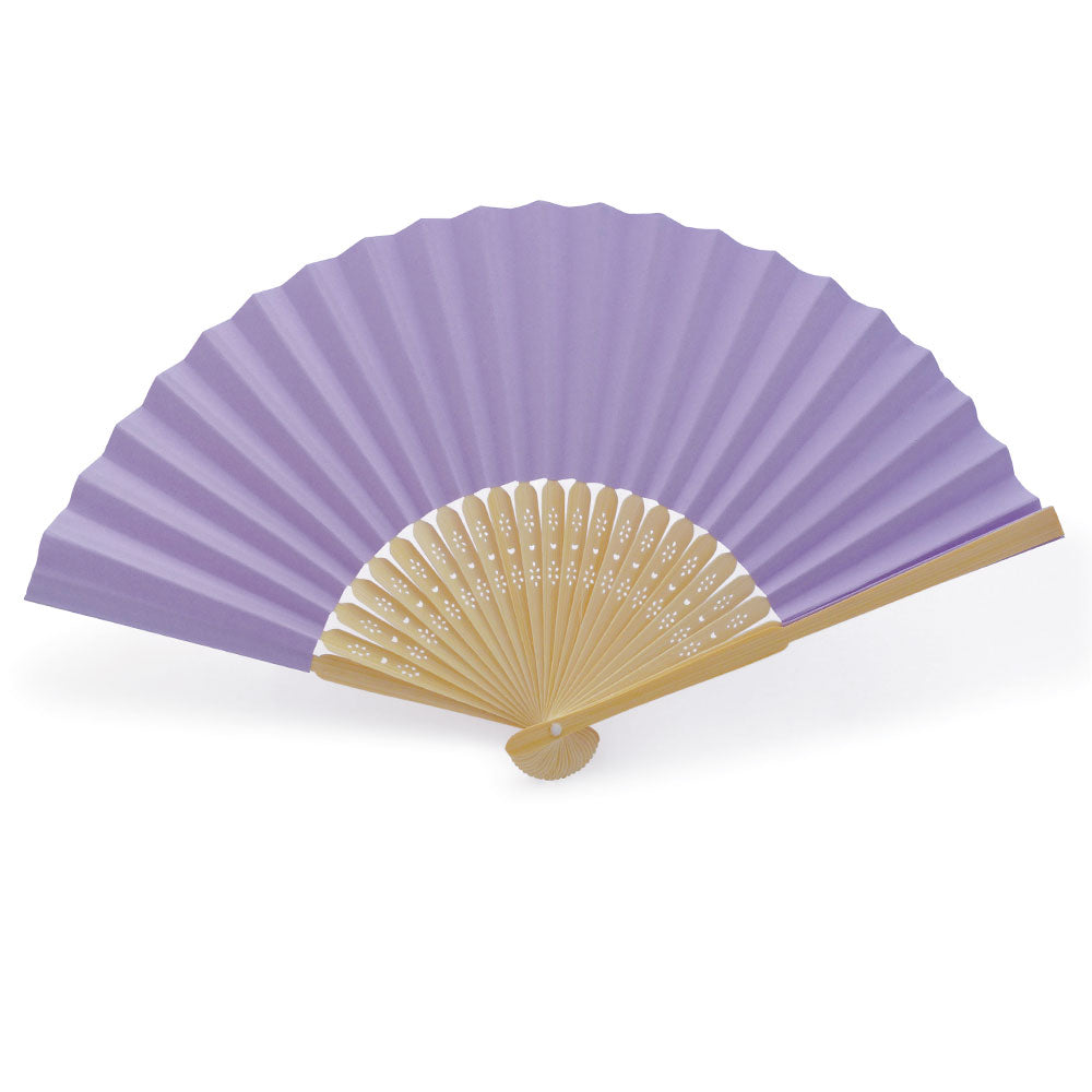Eventails en Papier et Bambou - Couleur Lavande - Par 10, 20 ou 50 Eventails