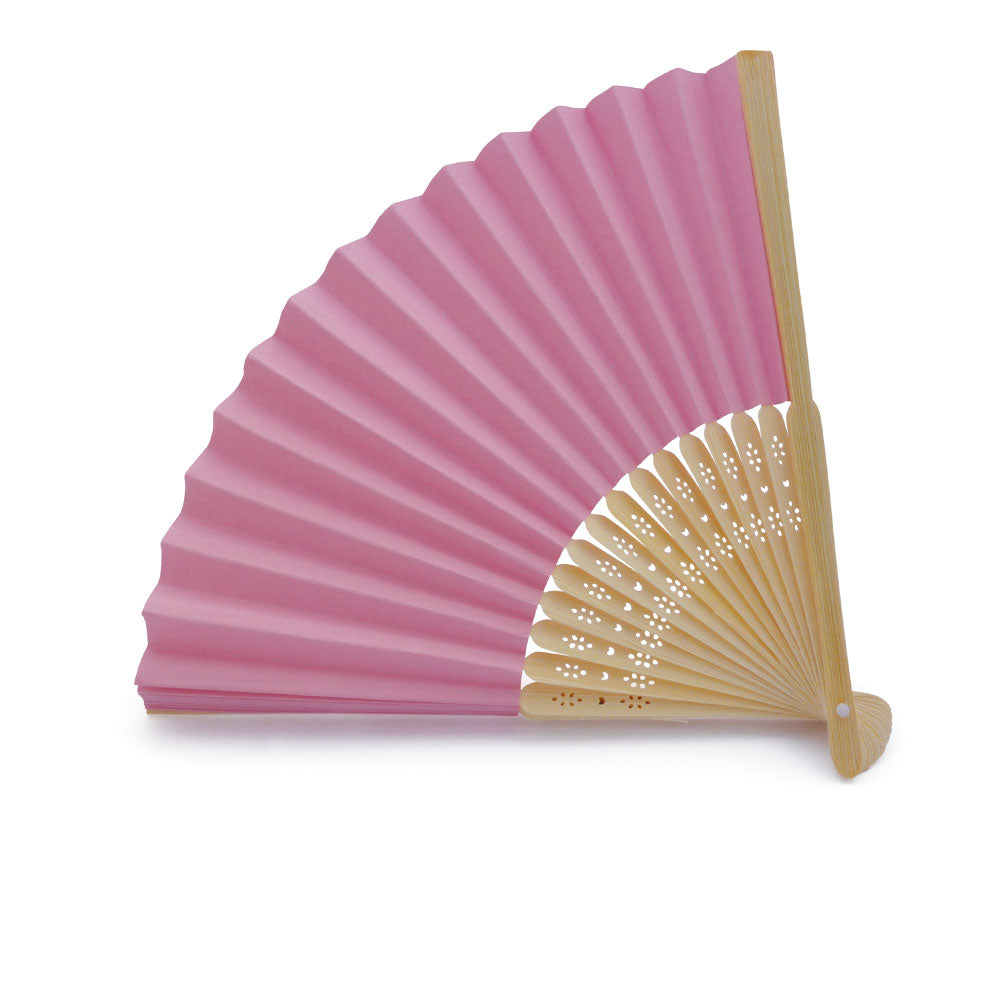 Eventails en Papier et Bambou - Couleur Rose - Par 10, 20 ou 50 Eventails
