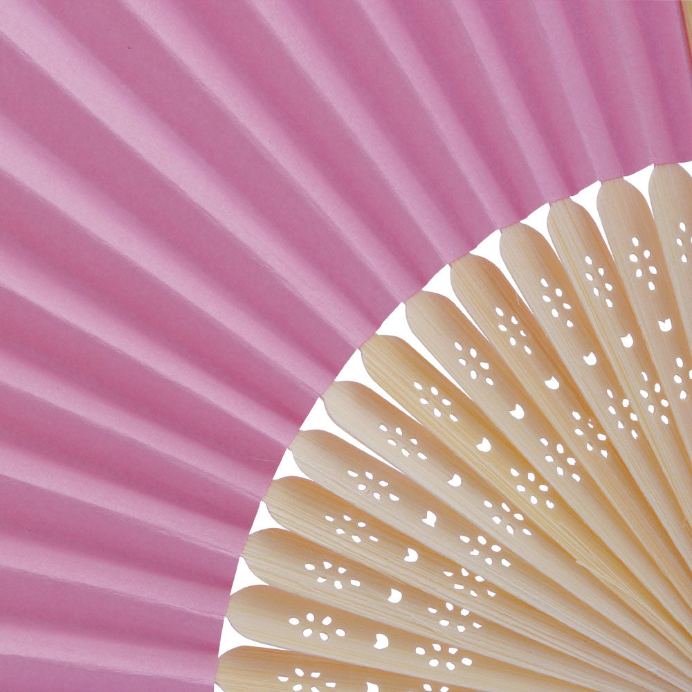 Eventails en Papier et Bambou - Couleur Rose - Par 10, 20 ou 50 Eventails