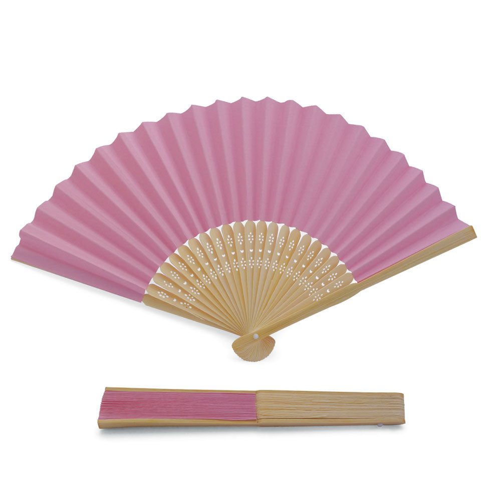 Eventails en Papier et Bambou - Couleur Rose - Par 10, 20 ou 50 Eventails