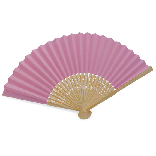 Eventails en Papier et Bambou - Couleur Rose - Par 10, 20 ou 50 Eventails
