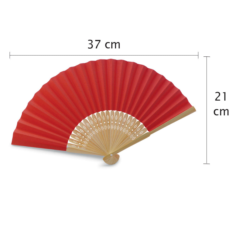 Eventails en Papier et Bambou - Couleur Rouge - Par 10, 20 ou 50 Eventails