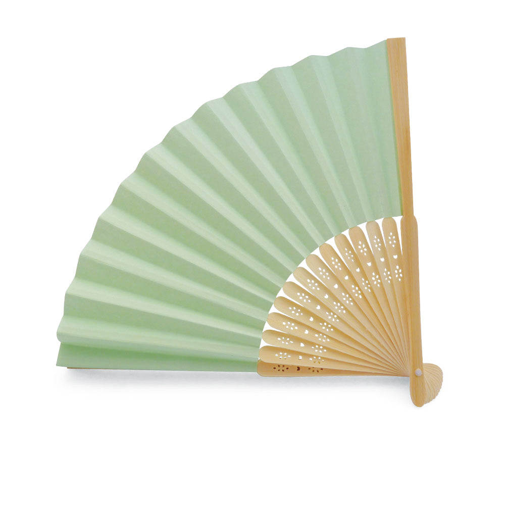 Eventails en Papier et Bambou - Couleur Vert - Par 10, 20 ou 50 Eventails