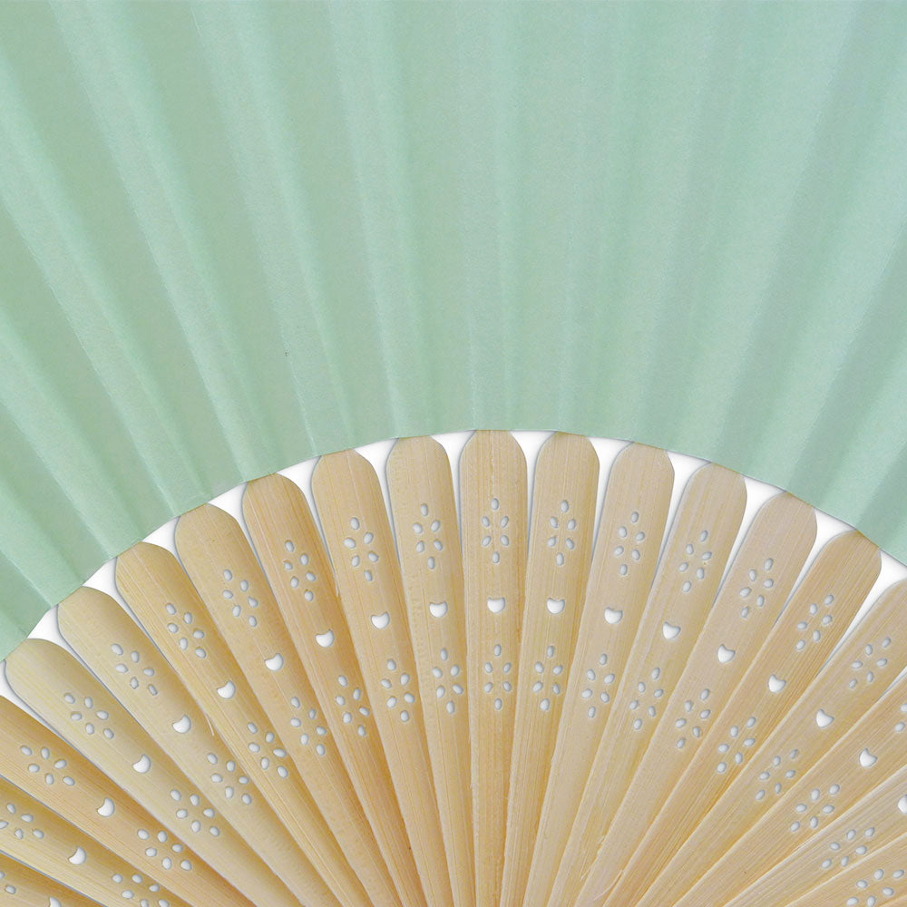 Eventails en Papier et Bambou - Couleur Vert - Par 10, 20 ou 50 Eventails