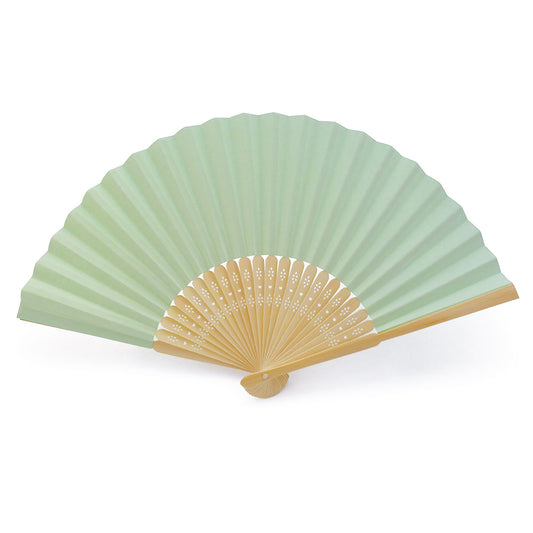 Eventails en Papier et Bambou - Couleur Vert - Par 10, 20 ou 50 Eventails