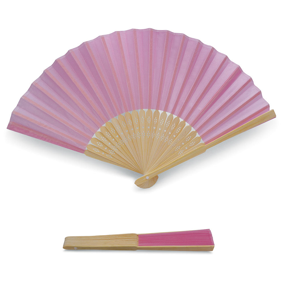 Eventails en Tissu avec pochette en Organza - Couleur Rose - Par 10, 20 ou 50 Eventails