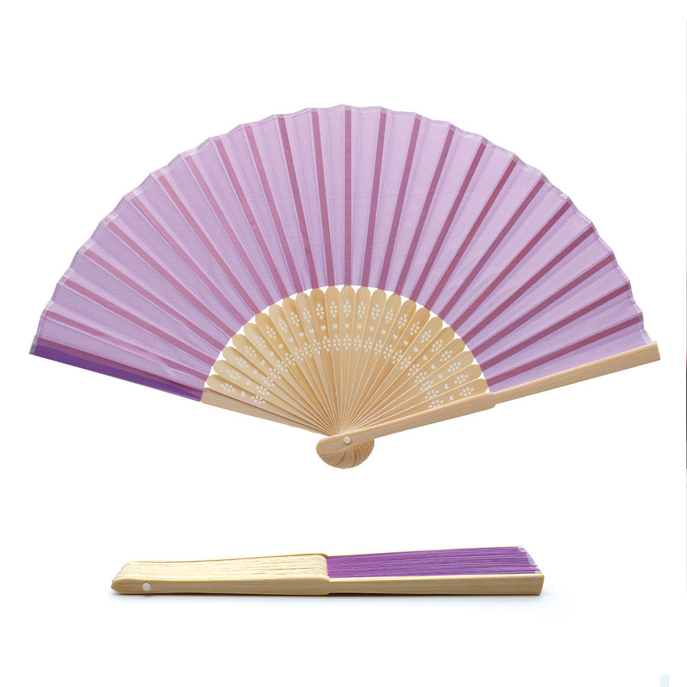 Eventails en Tissu et Bambou - Couleur Lavande - Par 10, 20 ou 50 Eventails