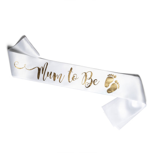 Echarpe Mum to Be pour Babyshower - Blanche et Or
