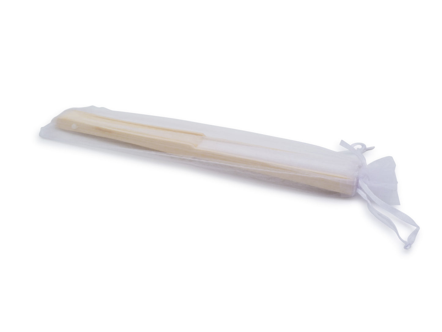 Eventails en Tissu avec pochette en Organza - Couleur Blanc - Par 10, 20 ou 50 Eventails