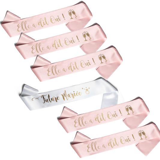 Pack EVJF - 1 x Echarpe Future Mariée + 5 x Echarpe Elle a dit Oui !