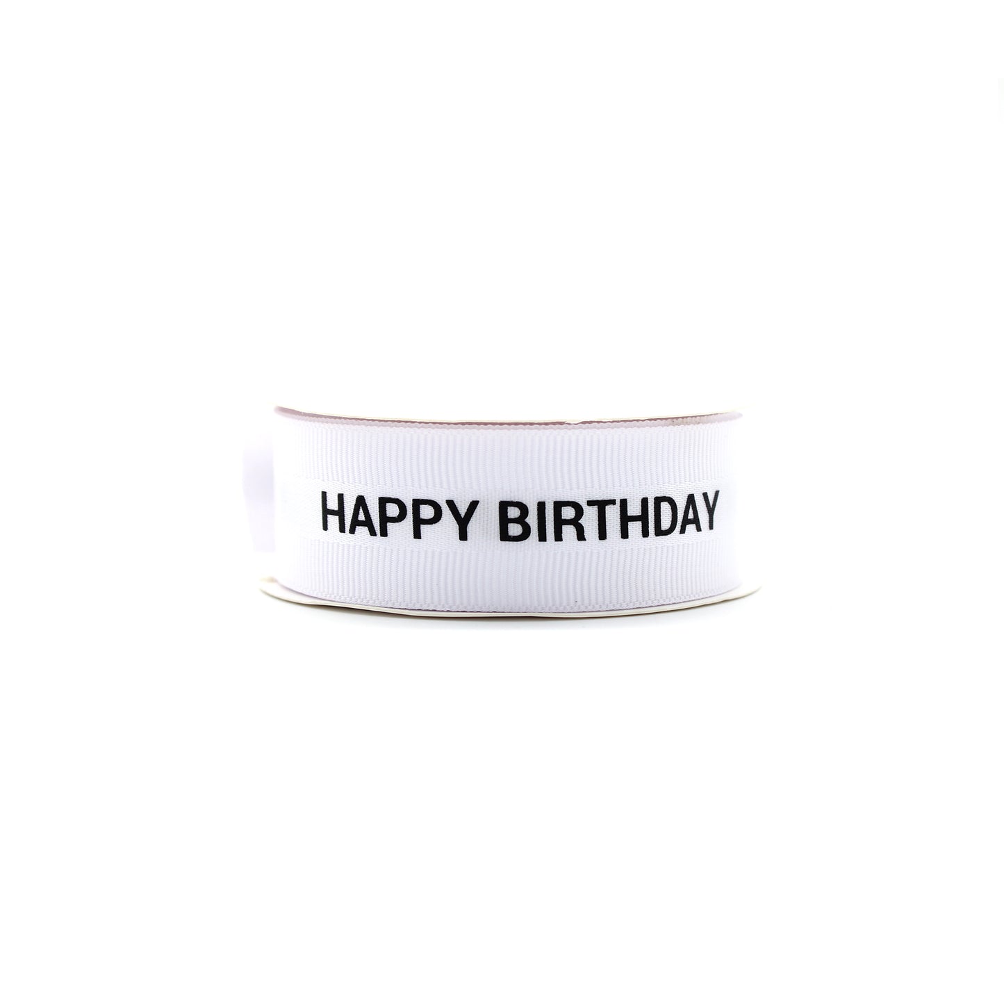 Ruban Happy Birthday Satin et Grosgrain Blanc et Noir (22mm)