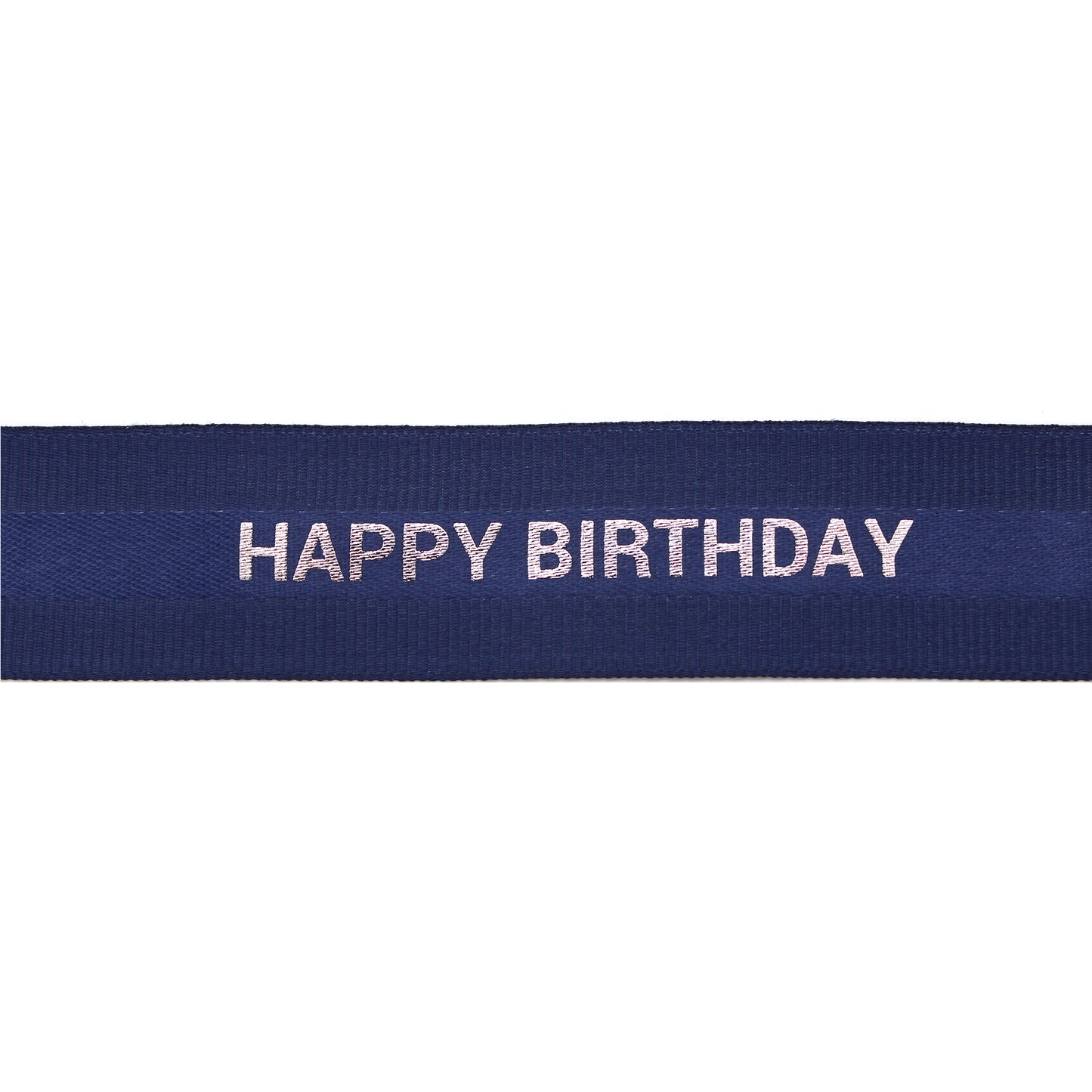 Ruban Happy Birthday Satin et Grosgrain Bleu et Argent (22 mm)