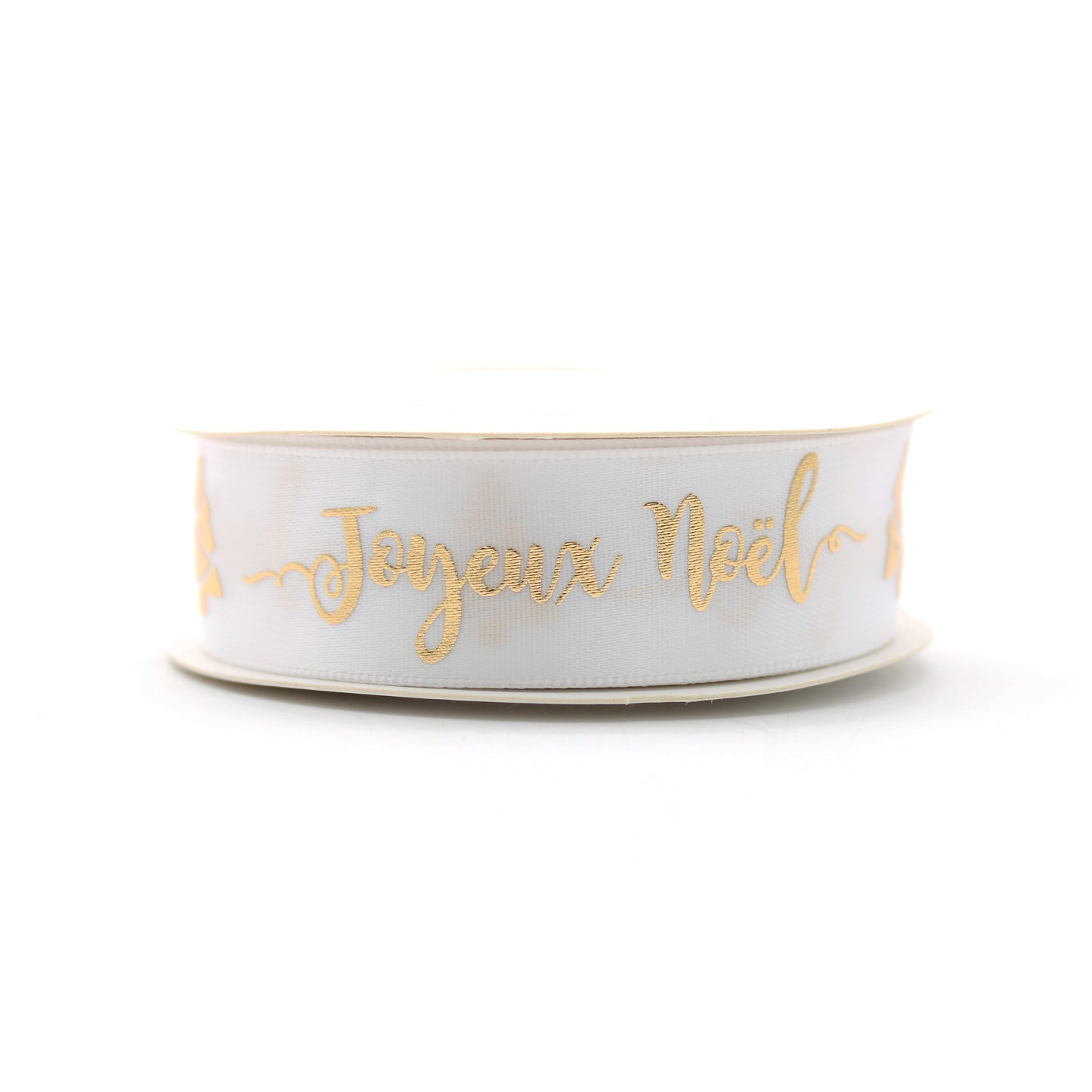 Ruban Joyeux Noel Blanc et Or (19 mm)