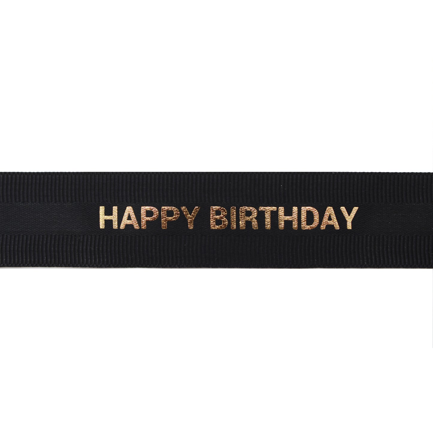 Ruban Happy Birthday Satin et Grosgrain Noir et Or (22 mm)