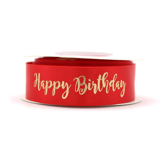 Ruban Happy Birthday Rouge et Or (19 mm)