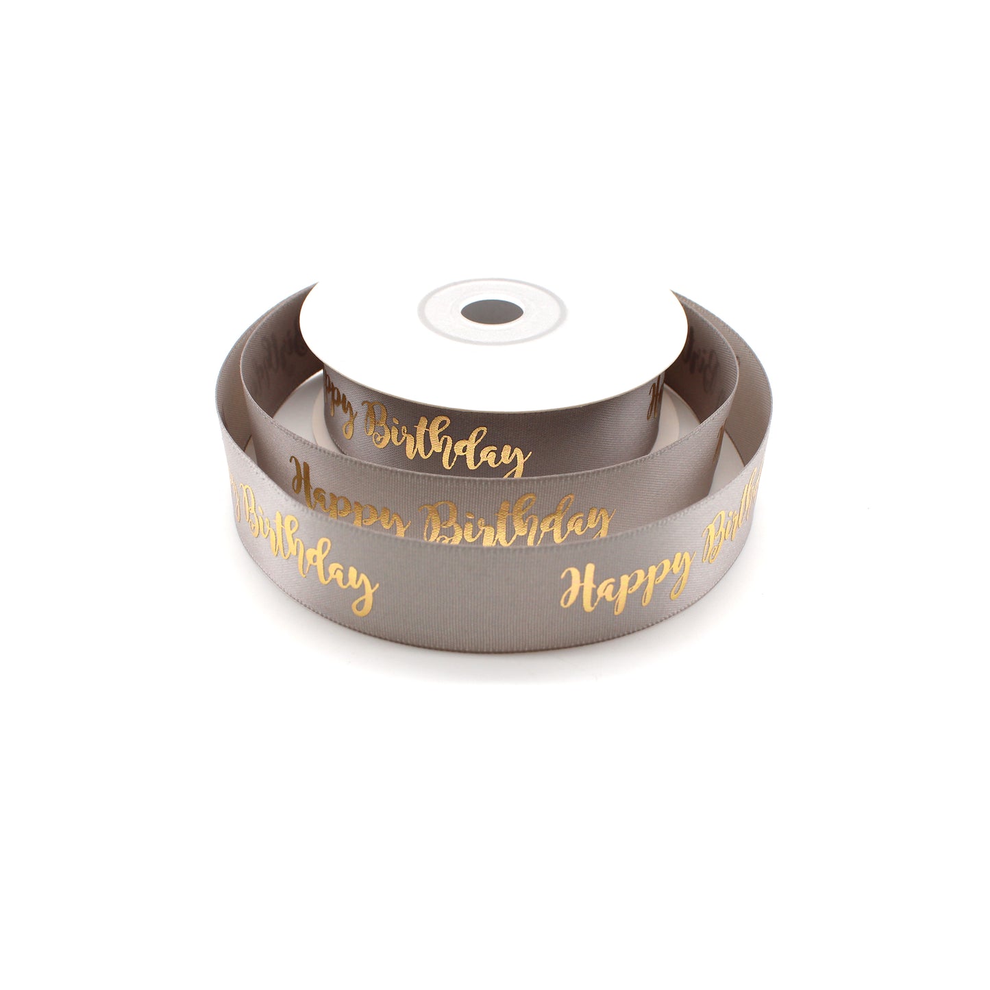 Ruban Happy Birthday Taupe et Or (19 mm)