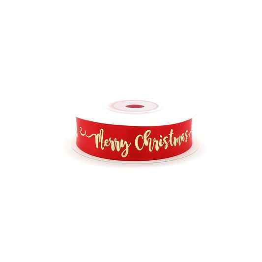 Ruban Merry Christmas Rouge et Or (19 mm)
