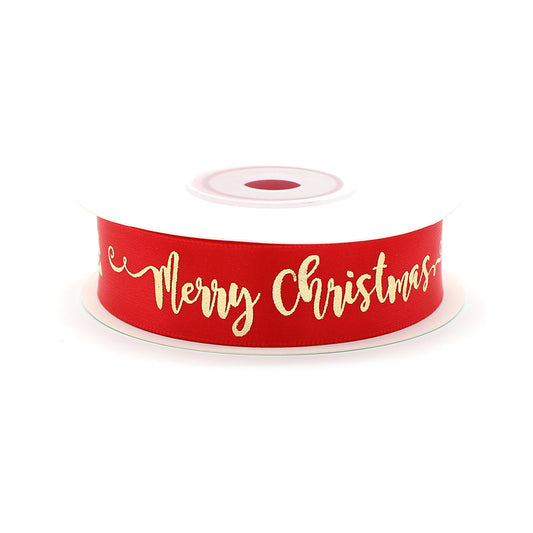 Ruban Merry Christmas Rouge et Or (19 mm)