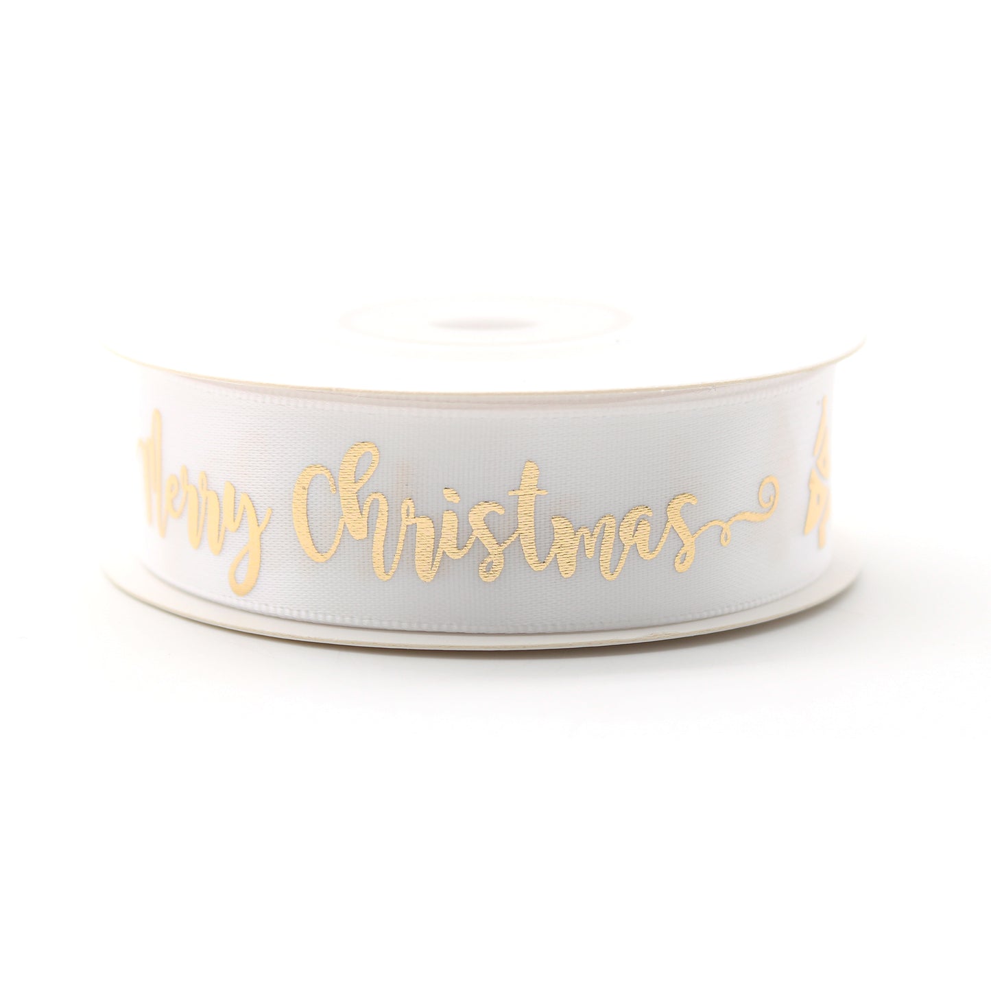 Ruban Merry Christmas Blanc et Or (19 mm)